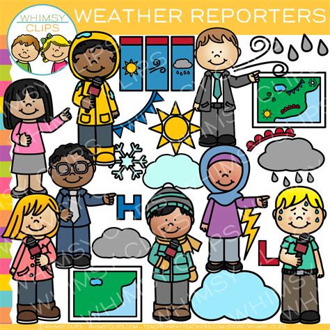 Kids Weather Reporters Clip Art Images And Illustrations Whimsy Clips