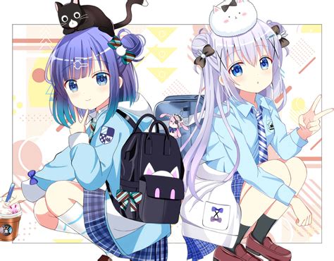 Wallpaper Gochuumon Wa Usagi Desu Ka Anime Girls School Uniform