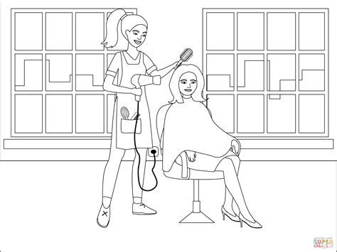 Hairdresser coloring page | Free Printable Coloring Pages