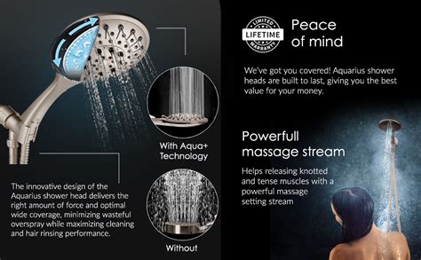 Aquarius Handheld Brushed Nickel Shower Head With Hose Extra Long