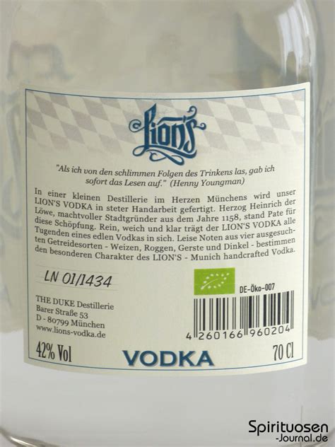Test Lions Munich Handcrafted Vodka Spirituosen Journalde