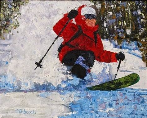 Daily Paintworks Skier Ski Painting Winter Landscape Snow Perfect