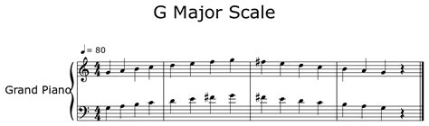 G Major Scale Sheet Music For Piano