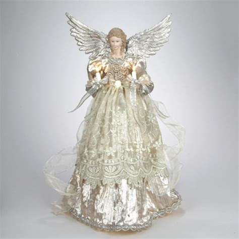 16 Lighted Gold And Platinum Angel Christmas Tree Topper Clear