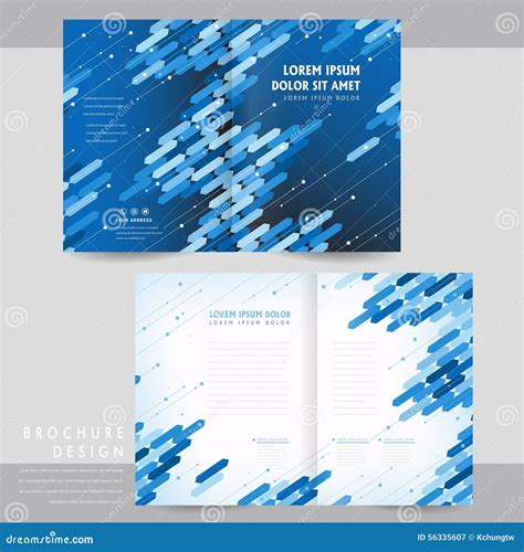 High Tech Half Fold Brochure Template Design Stock Vector
