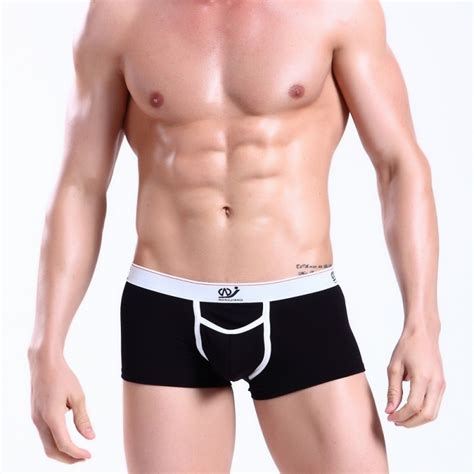 Free Shipping Wj Mens Boxer Underwear Sexy Low Waist Pouch Boxer Printed 100cotton Boxers S M