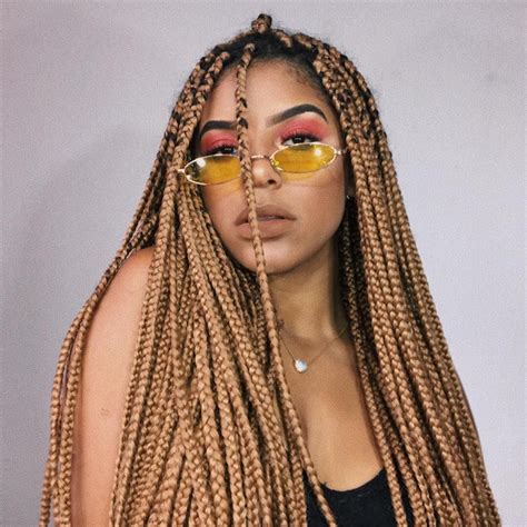 Image May Contain 1 Person Sunglasses And Closeup Box Braids Hairstyles Brown Box Braids