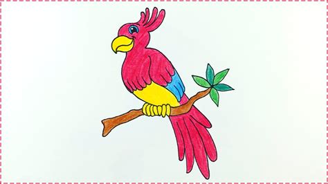 Bird Drawing For Kids And Beginners How To Draw Parrot Step By Step