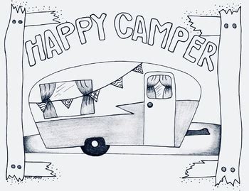 You are a proud texan; Happy Camper Camp Theme Coloring Page. Camping. Fall. by ...