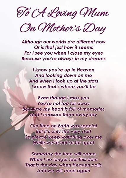 In Loving Memory Mum On Mothers Day Memorial Graveside Funeral Poem
