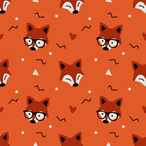 Maybe you would like to learn more about one of these? Little cute fox head seamless pattern vector flat orange ...