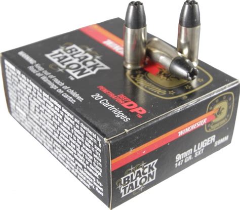 Collectible Black Talon 9mm Luger 147gr Sxt Ammo S9mm 20 Rounds