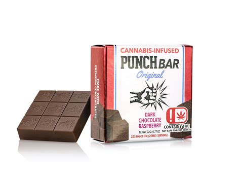 Punch Edibles And Extracts Dark Chocolate Raspberry Punchbar 225mg Ok