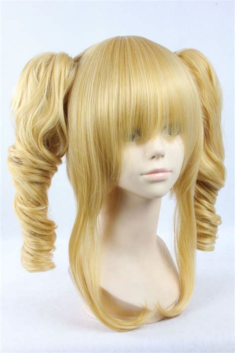 New Blonde Mixed Cosplay Wig Ponytails Tiger Clip With Pig Tails Wigs