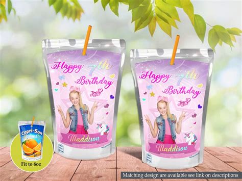 Jojo Siwa Birthday Capri Sun Label Drink Pouch Label Juice Etsy