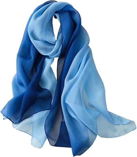 Schals Damen seide Stola Seidenschal Elegante Stilvolle leichte Scarf für Frauen Blau