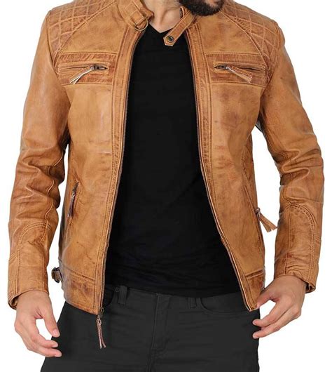 Sorry, we didn't find any matches for cyber jacket. Brown Quilted Lambskin Camel Leather Jacket for Men