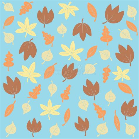 Autumn Leaves On Blue Background Stock Illustration Illustration Of