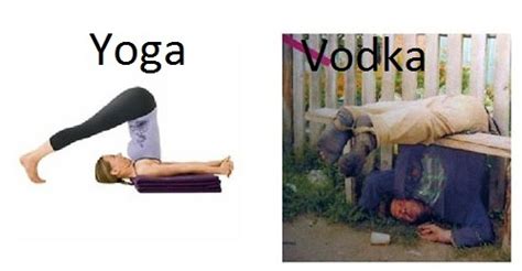 Virtual happy hour mixology class is a fun activity your remote team will love: Yoga vs Vodka #2 :) Memedroid