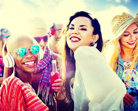 Beach Party Music Dancing Friendship Summer Concept Stock Image Image