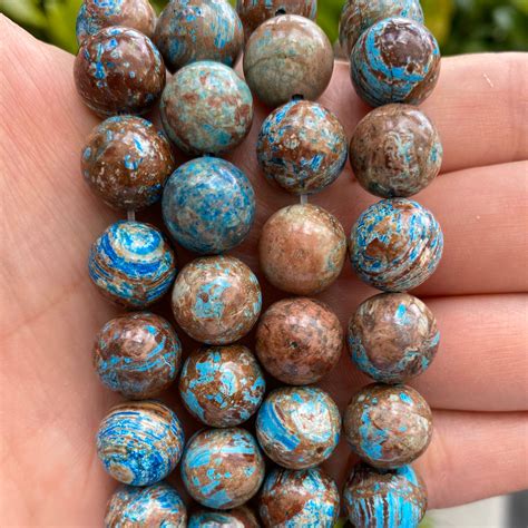 Blue Calsilica Jasper Beads Natural Round Gemstone Beads Sold By 15