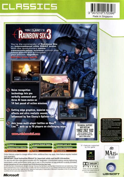 Tom Clancys Rainbow Six 3 Cover Or Packaging Material Mobygames