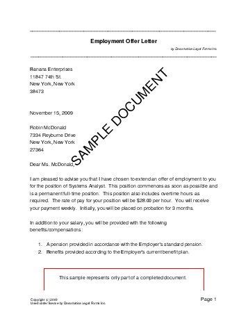 employment offer letter usa legal templates