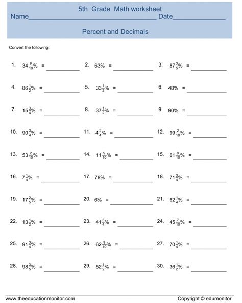 64,000 printable common core worksheets, quizzes, and tests. Free Printable 5th Grade Math Percentages Worksheets | Math Worksheets Printable