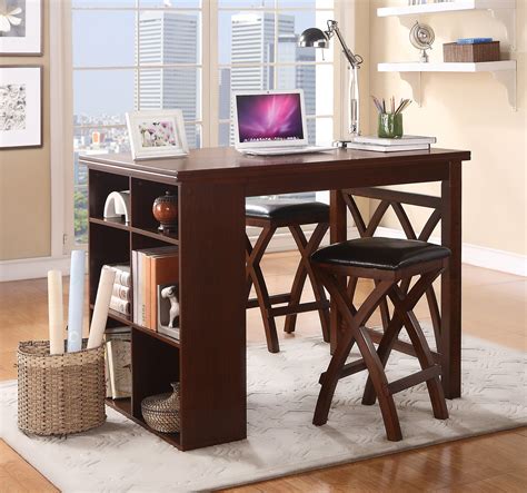 A counter set is an ideal dining set solution for taller individuals or simply those who wish to have a little more leg room while enjoying we offer an impressive selection of counter sets to choose from, varying in size, shape, and style. Mably 2606-36 3Pc Brown Cherry Counter Height Set Bookcase ...