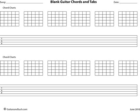 Blank Guitar Chord Chart And Tab Template