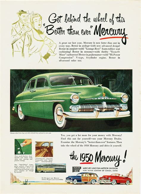 1950 Mercury Green Sedan Ad Canada Vintage Cars Vintage Cars 1950s
