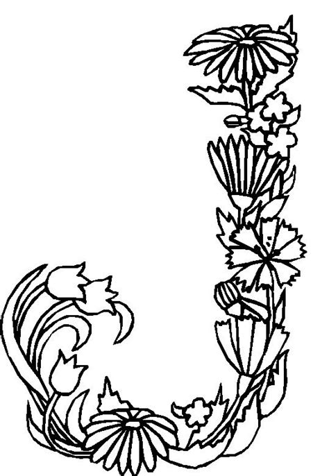 Incredibly beautiful flower coloring pages for adults will provide you with pleasure, clear consciousness and creative inspiration! Adult Flower Coloring Pages Letter J | Flower coloring ...