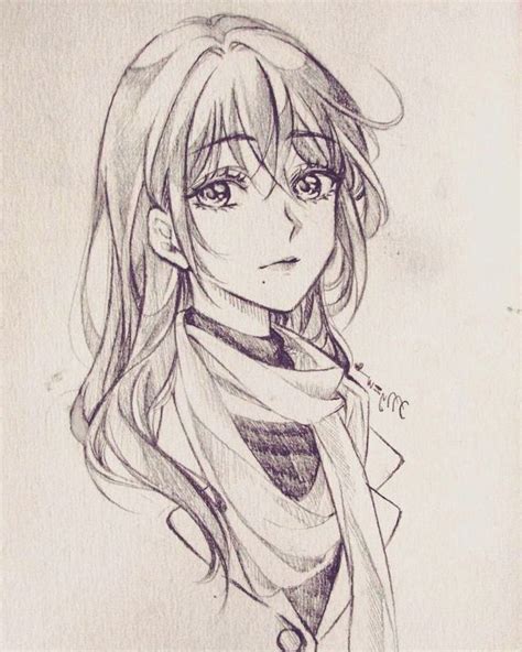Girl Pencil Sketch Cute Anime Drawings Black And White 2024 Finetoshine