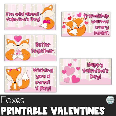Fox Valentine Cards For Kids Printable Valentines Day Card For Teacher