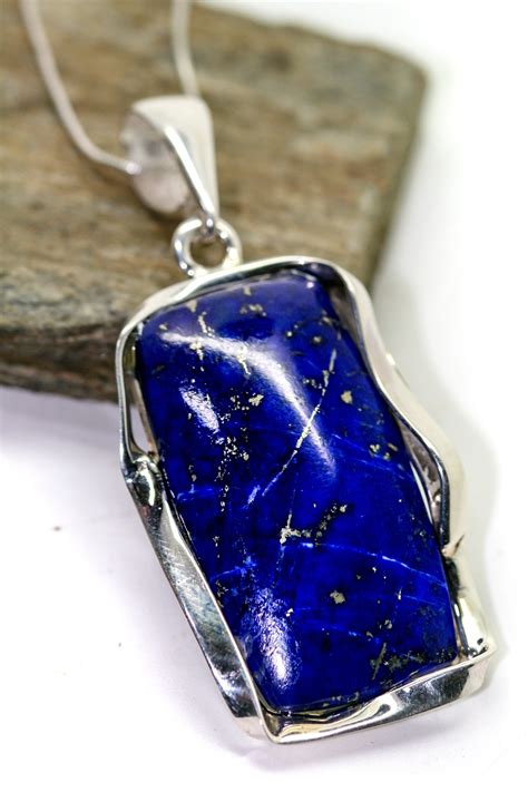 Amazing Lapis Lazuli Pendant Fitted In Sterling Silver Setting Inch