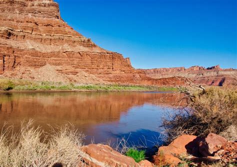 Red Cliffs Around The Colorado River Stock Photo Image Of Cliffs