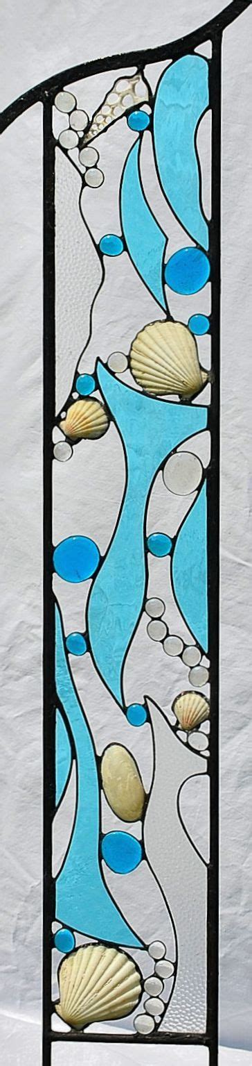 Large Garden Sculpture With Stained Glass And Seashells Ocean Treasures Garden Art