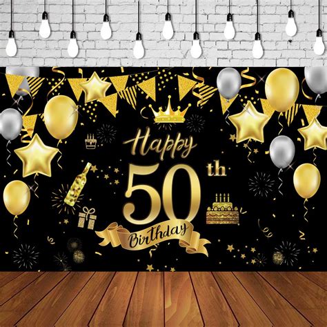 Buy Th Birthday Background Banner Th Birthday Party Decoration Extra Large Black Gold Sign