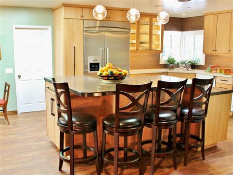 Kitchen islands can come in really handy for open space layouts. Barstools Surround L-Shaped Island in Contemporary Kitchen ...