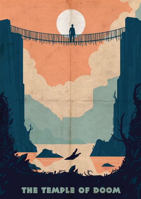 Retro Indiana Jones Temple of Doom Rope Bridge Vintage A4 A3 A2 Poster