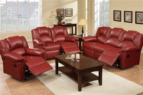 Burgundy Recliner Sofa Set Style F6678