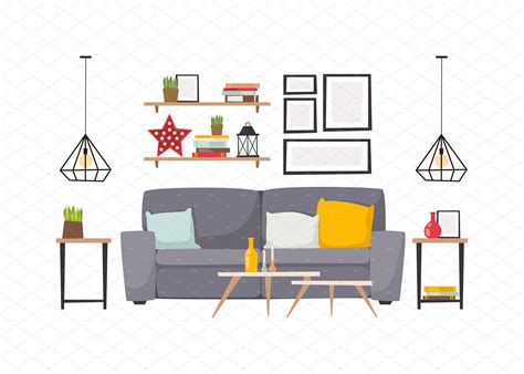 Apartment Interior Vector Pre Designed Illustrator Graphics