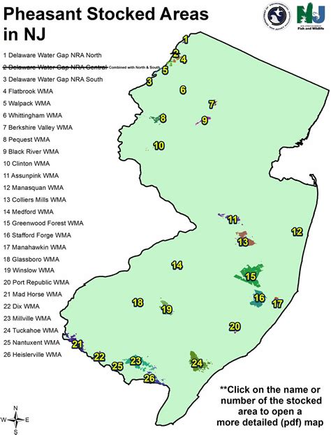 Njdep Division Of Fish And Wildlife Pheasant Stocking Map