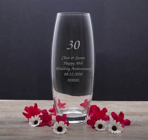 63 items in this article 17 items on sale! Personalised Glass Vase For 30th Pearl Wedding Anniversary ...