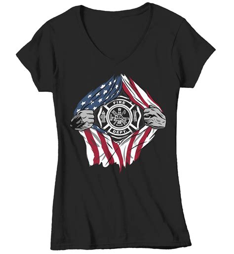 Womens Firefighter T Shirt Superhero Shirt Fireman Shirts Fire Dept T