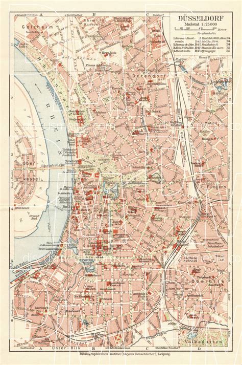 Old Map Of Düsseldorf In 1927 Buy Vintage Map Replica Poster Print Or