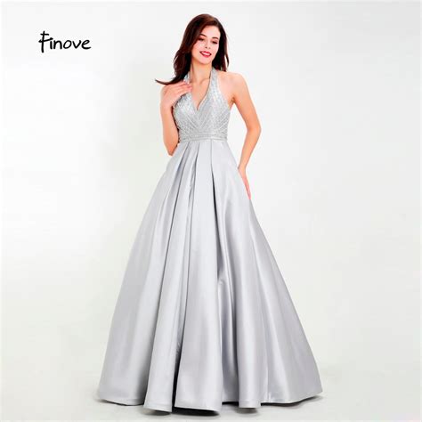finove chic homecoming dress long 2019 reflective dress prom style sexy halter a line backless
