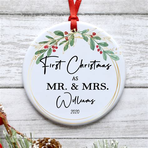 Personalized Mr And Mrs Christmas Ornament First Christmas Etsy Our First Christmas Ornament