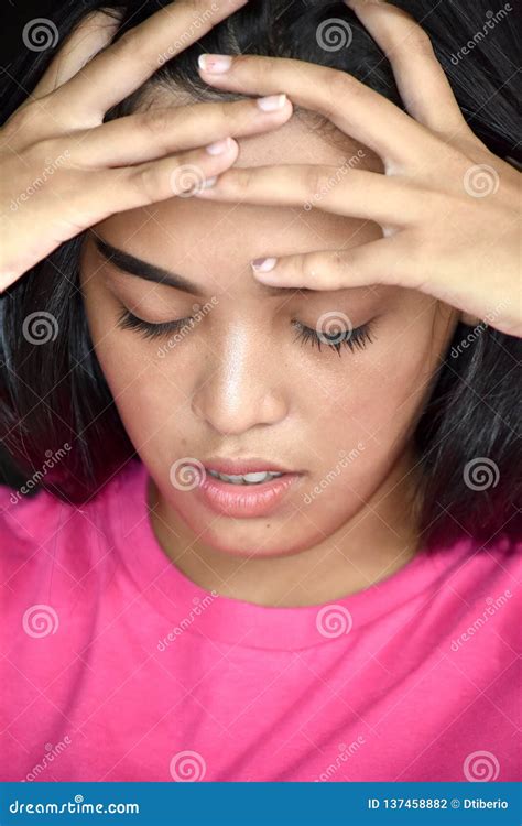 Attractive Diverse Adult Female And Anxiety Stock Photo Image Of