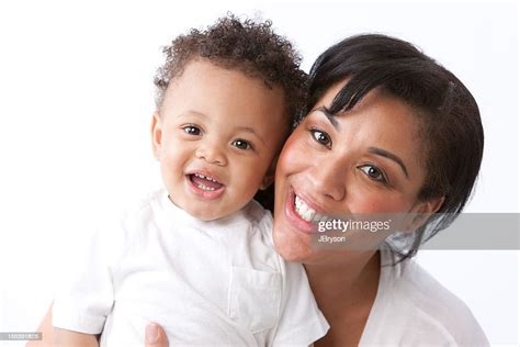 Real People Black African American Mother With Toddler Boy High Res